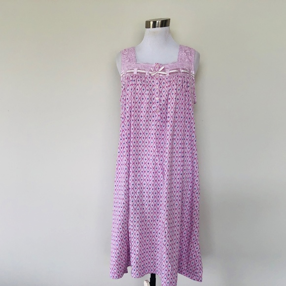 Nightgown Pullover Sleeveless SECRET TREASURES Pink Floral Square Neck - Picture 8 of 9